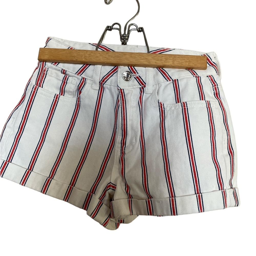 PACSUN White Denim Jean Striped Mom Shorts Girl’s Size 22